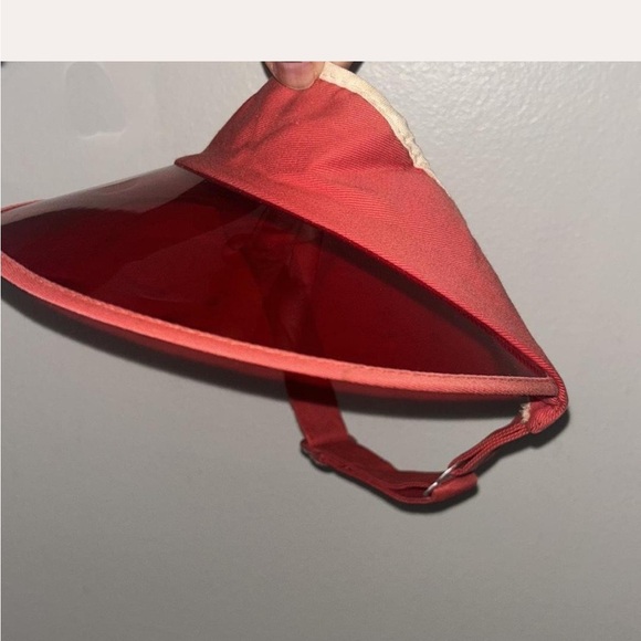Vintage Red Visor Hat with Adjustable Strap - Picture 3 of 4